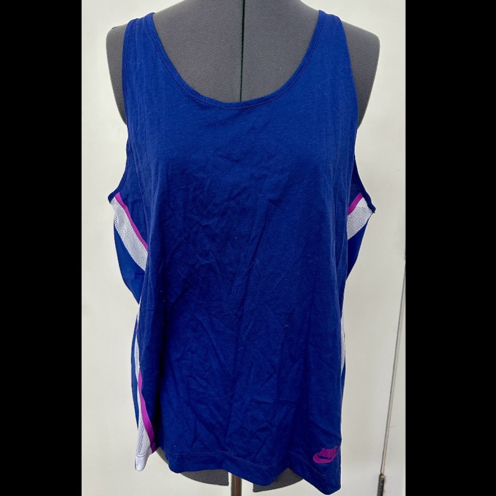 NIKE LIGHTWEIGHT WOMENS TANK ATHLETIC TOP MESH BLUE PURPLE RUNNING JOGGING XL
